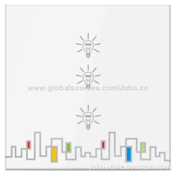 New Crystal PG Touch Light Switch, 3-Gang White Glass, Customized Design
